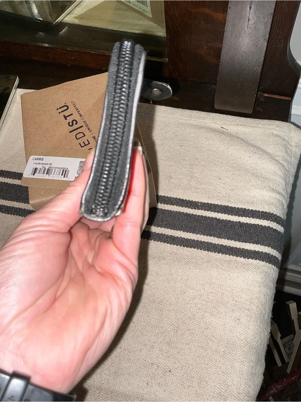 NWT Bed Stu Carrie Leather Black Die Dyed DD Wallet W/ Box Retail $100